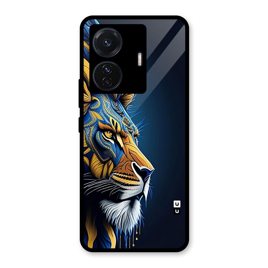 Premium Lion Abstract Side Art Glass Back Case for Vivo iQOO Z6 Pro