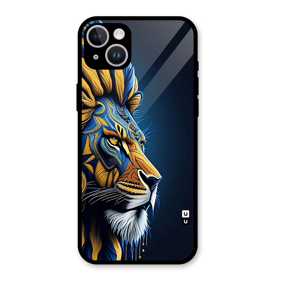 Premium Lion Abstract Side Art Glass Back Case for iPhone 14 Plus