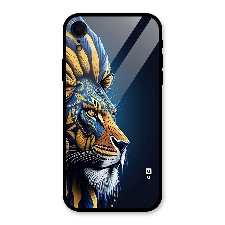 Premium Lion Abstract Side Art Glass Back Case for iPhone XR
