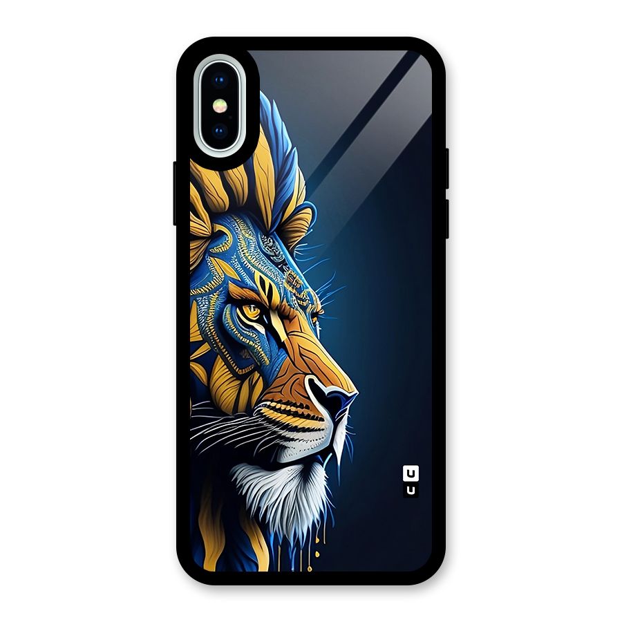 Premium Lion Abstract Side Art Glass Back Case for iPhone XS