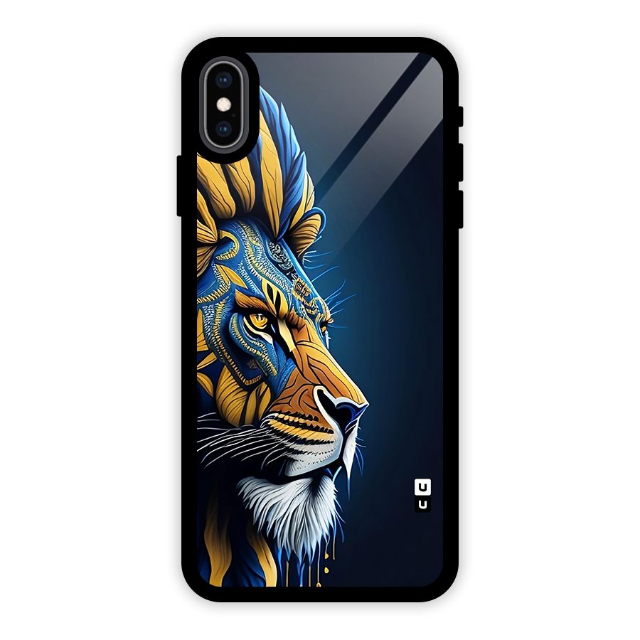 Premium Lion Abstract Side Art Glass Back Case for iPhone XS Max