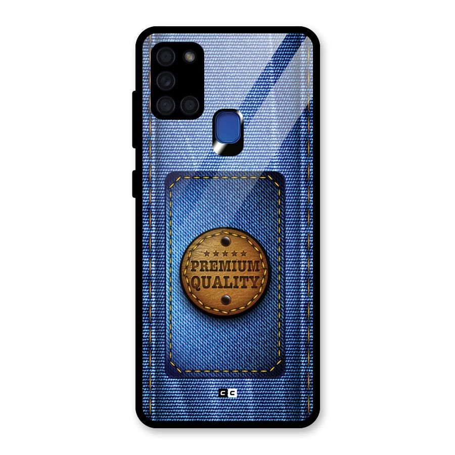 Premium Quality Denim Glass Back Case for Galaxy A21s