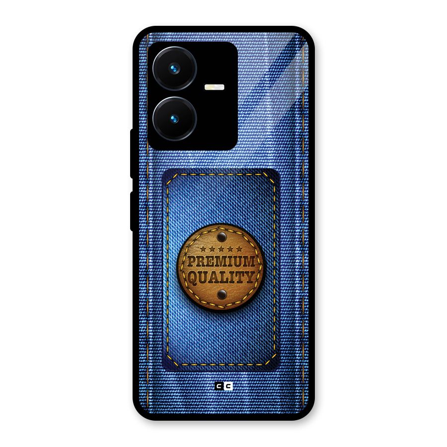 Premium Quality Denim Glass Back Case for Vivo Y22s