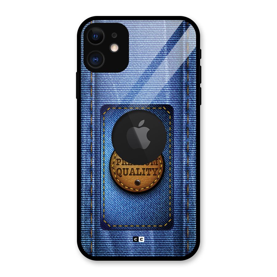 Premium Quality Denim Glass Back Case for iPhone 11 Logo Cut