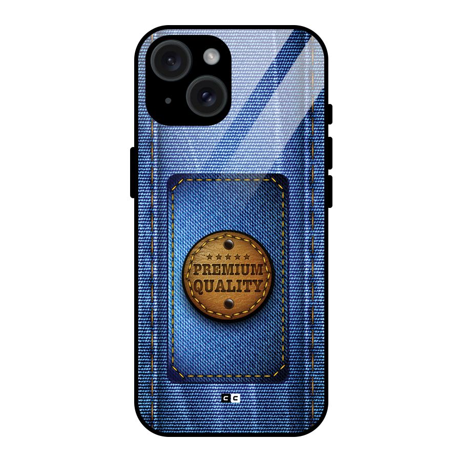 Premium Quality Denim Glass Back Case for iPhone 15