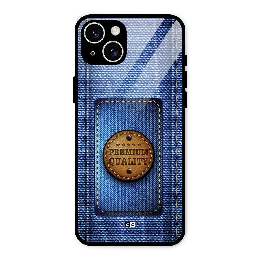 Premium Quality Denim Glass Back Case for iPhone 15 Plus