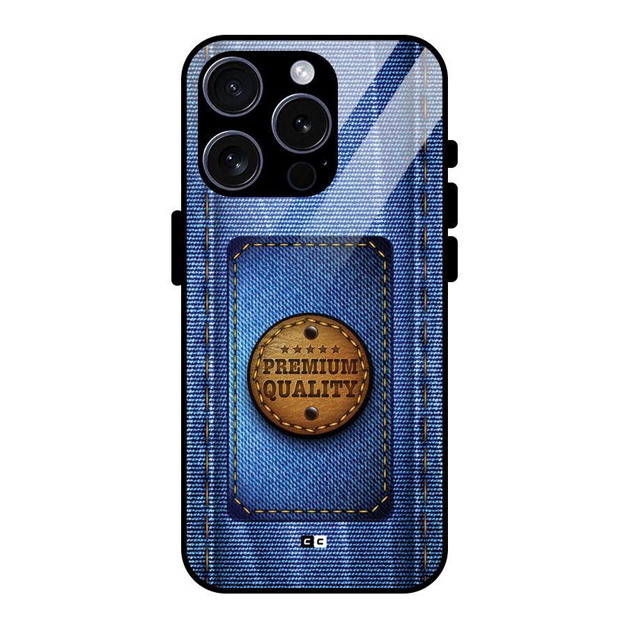 Premium Quality Denim Glass Back Case for iPhone 15 Pro