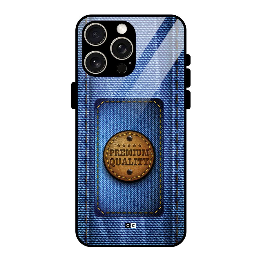 Premium Quality Denim Glass Back Case for iPhone 15 Pro Max