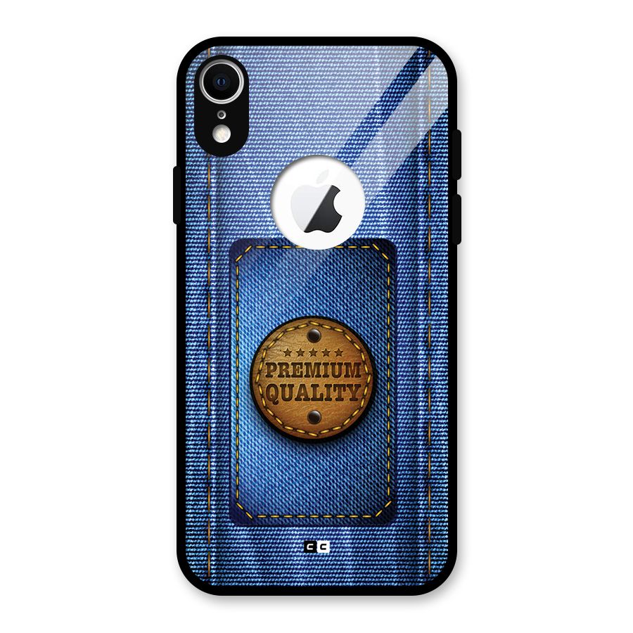 Premium Quality Denim Glass Back Case for iPhone XR Logo Cut