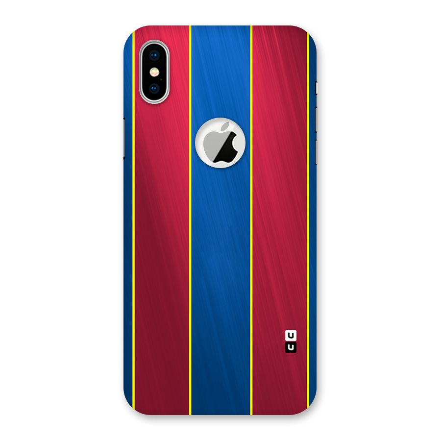 Premium Vertical Stripes Back Case for iPhone X Logo Cut