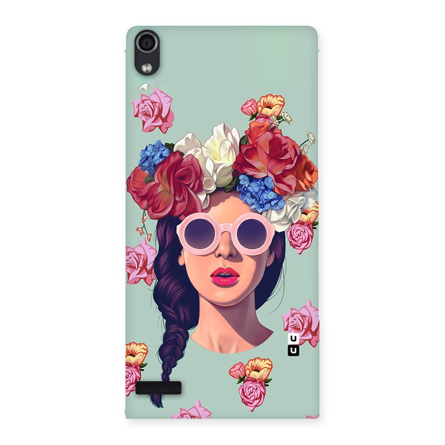 Pretty Girl Florals Illustration Art Back Case for Ascend P6