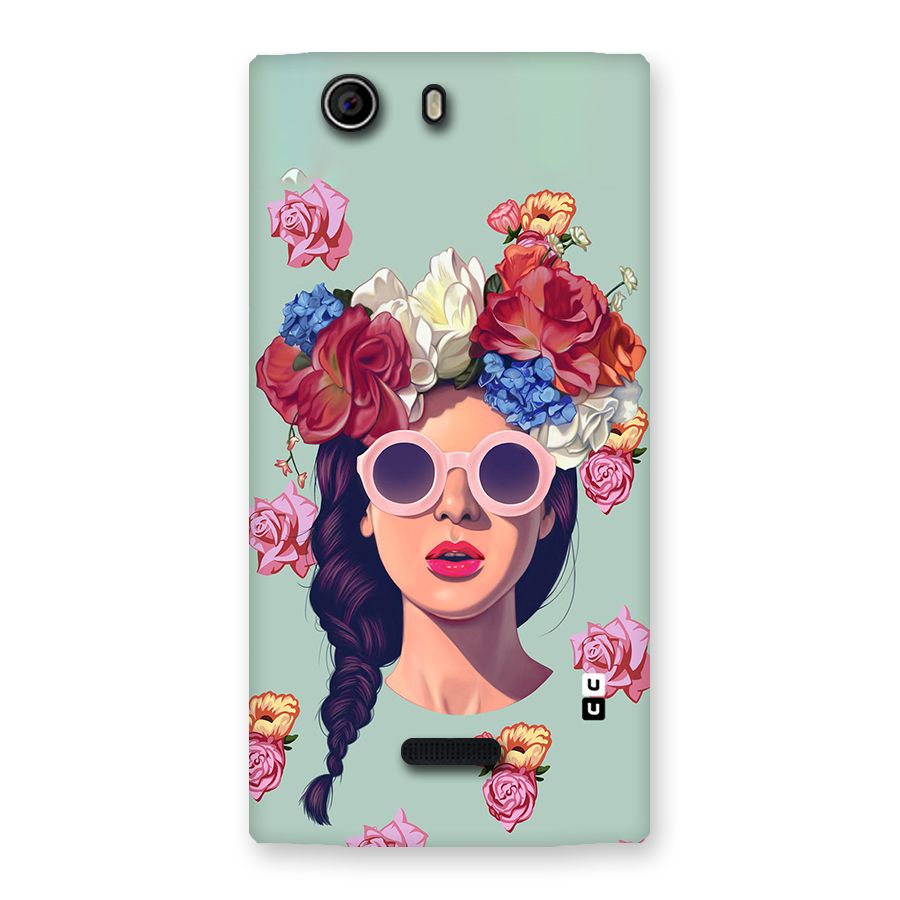 Pretty Girl Florals Illustration Art Back Case for Canvas Nitro 2 E311