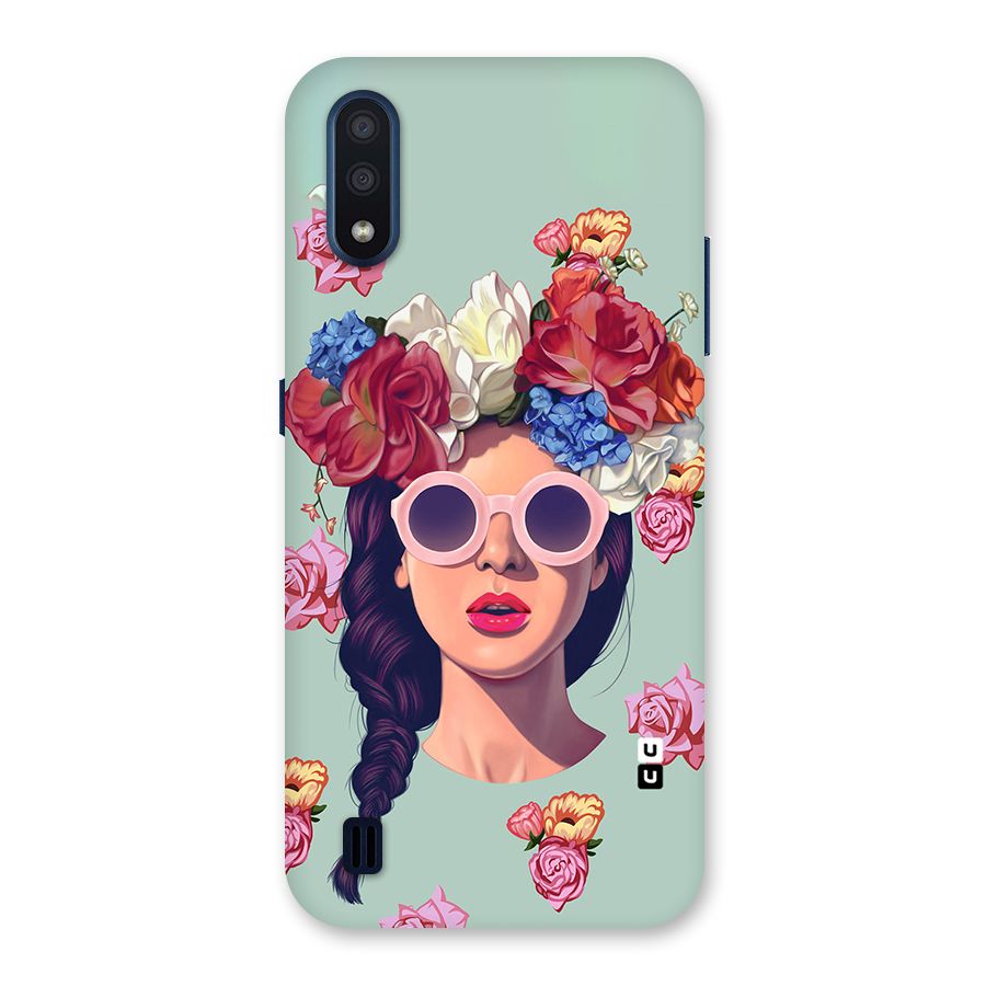 Pretty Girl Florals Illustration Art Back Case for Galaxy M01