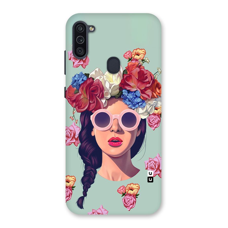 Pretty Girl Florals Illustration Art Back Case for Galaxy M11