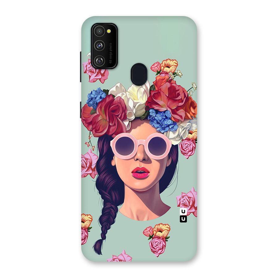 Pretty Girl Florals Illustration Art Back Case for Galaxy M21