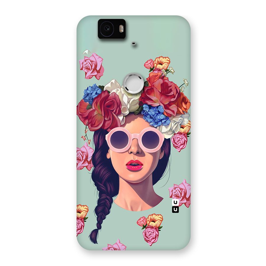 Pretty Girl Florals Illustration Art Back Case for Google Nexus-6P