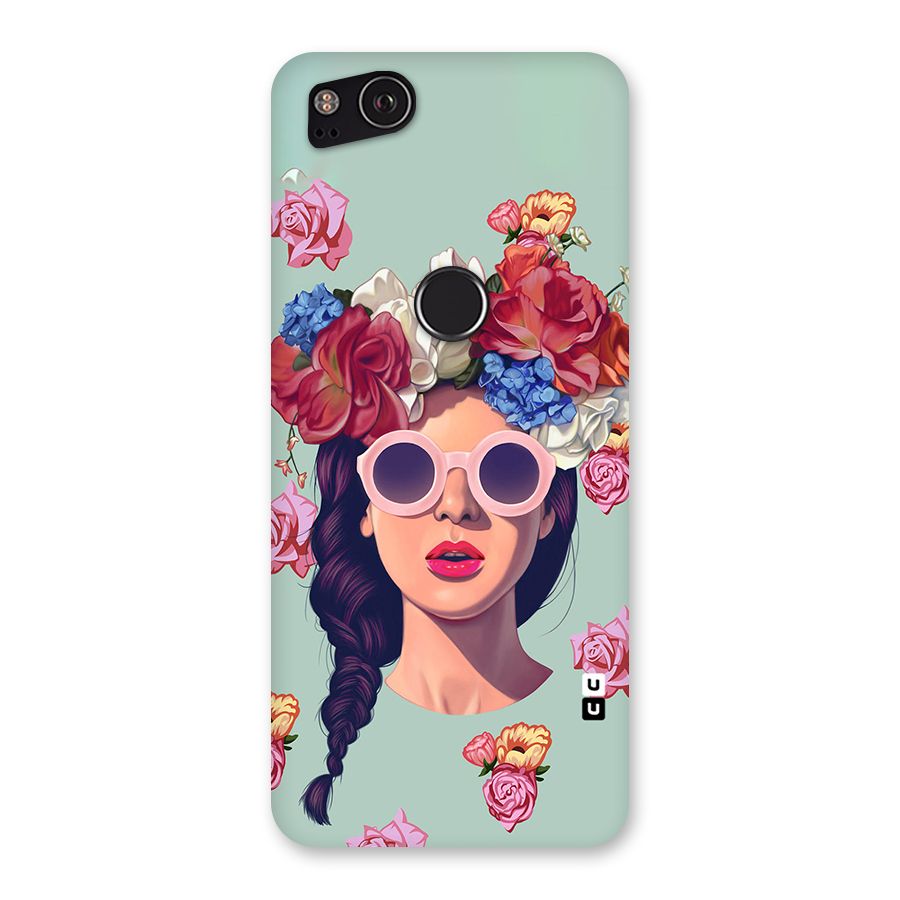 Pretty Girl Florals Illustration Art Back Case for Google Pixel 2