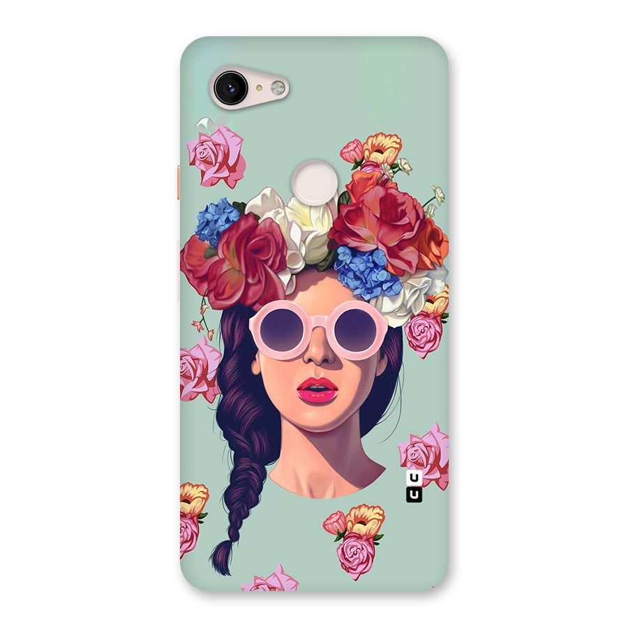 Pretty Girl Florals Illustration Art Back Case for Google Pixel 3 XL