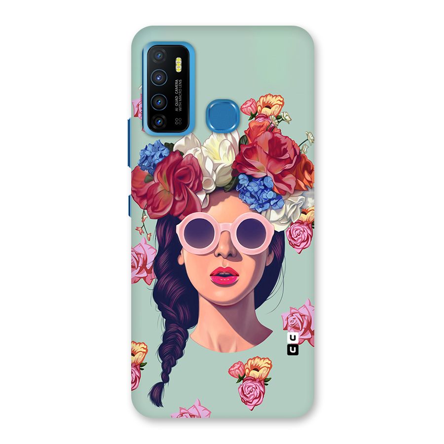 Pretty Girl Florals Illustration Art Back Case for Infinix Hot 9