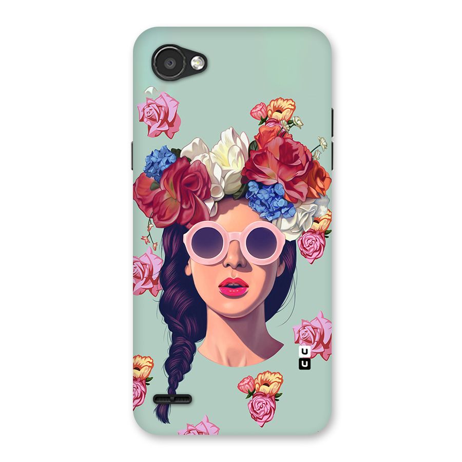 Pretty Girl Florals Illustration Art Back Case for LG Q6