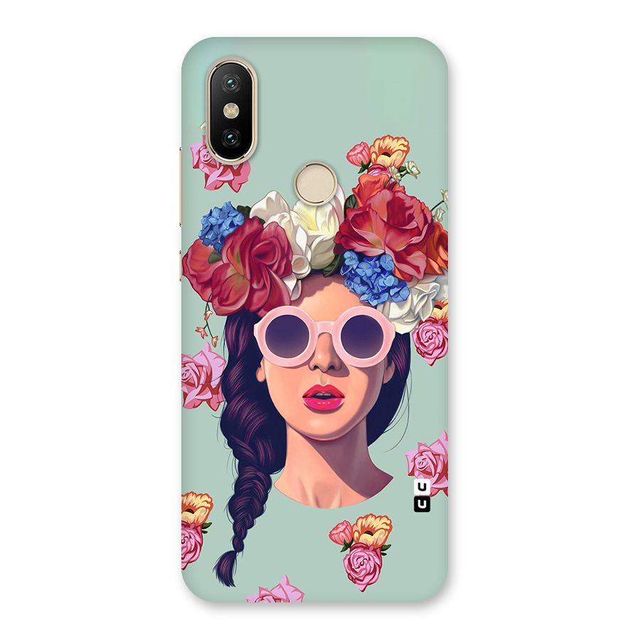 Pretty Girl Florals Illustration Art Back Case for Mi A2