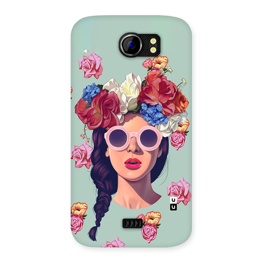 Pretty Girl Florals Illustration Art Back Case for Micromax Canvas 2 A110