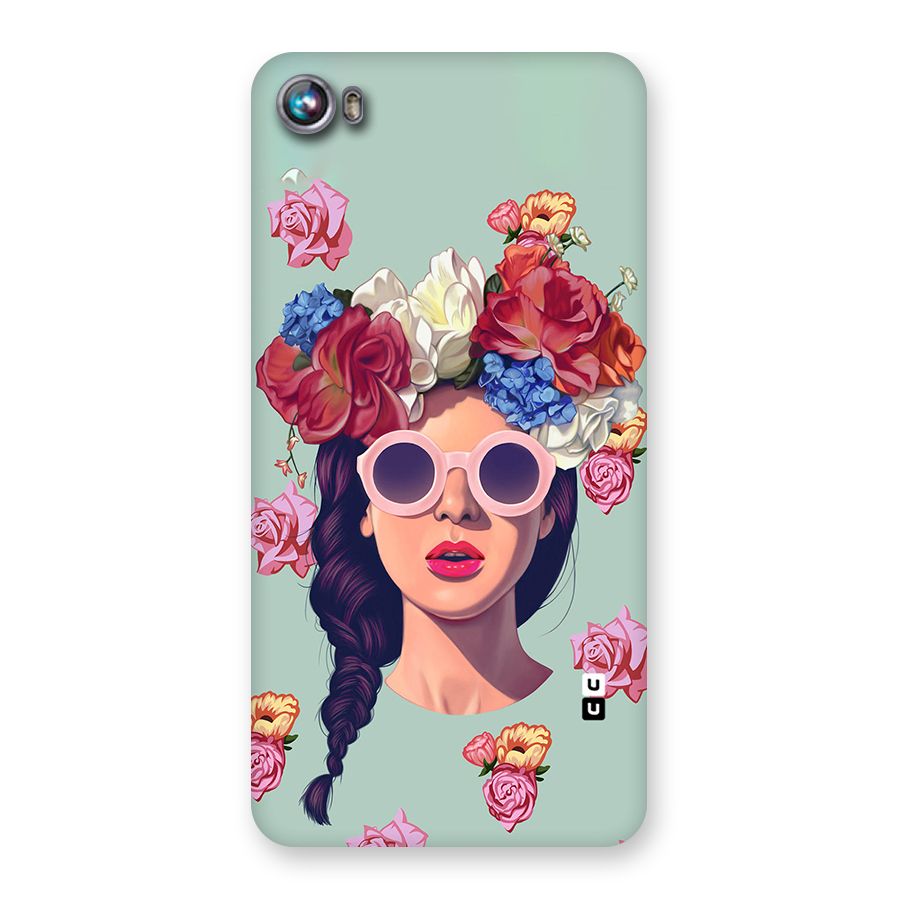 Pretty Girl Florals Illustration Art Back Case for Micromax Canvas Fire 4 A107