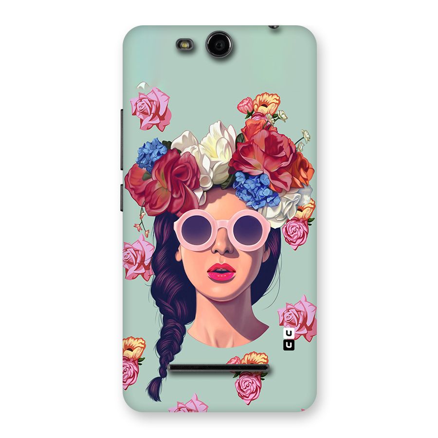 Pretty Girl Florals Illustration Art Back Case for Micromax Canvas Juice 3 Q392