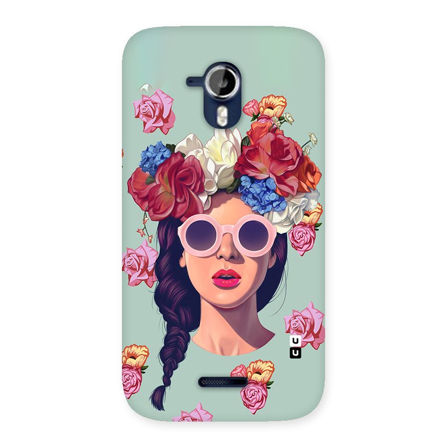Pretty Girl Florals Illustration Art Back Case for Micromax Canvas Magnus A117
