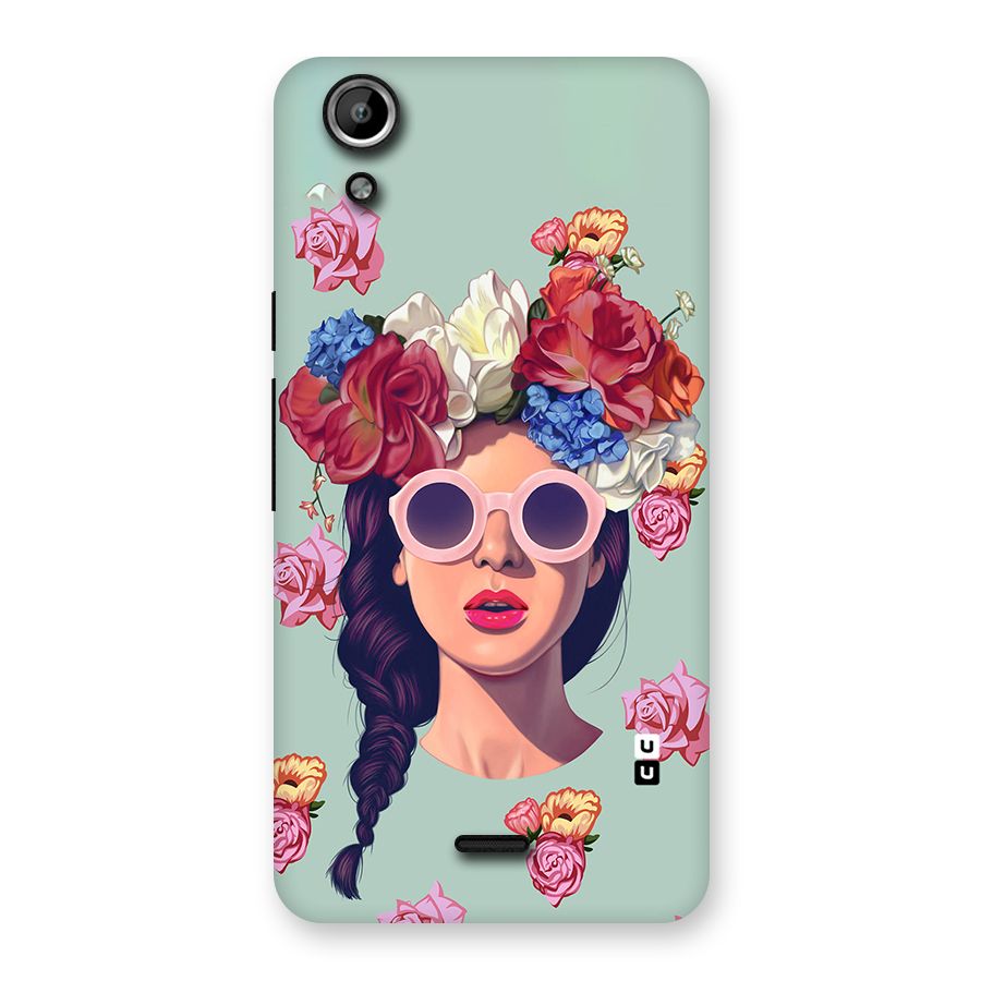 Pretty Girl Florals Illustration Art Back Case for Micromax Canvas Selfie Lens Q345
