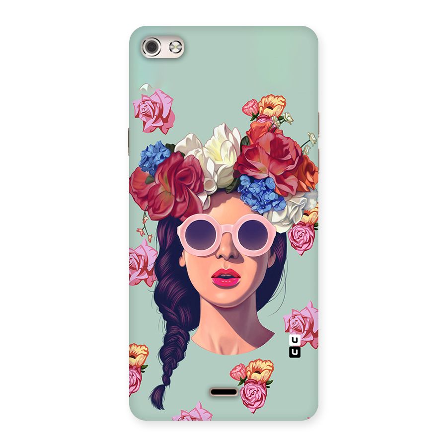 Pretty Girl Florals Illustration Art Back Case for Micromax Canvas Silver 5
