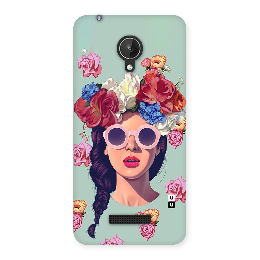 Pretty Girl Florals Illustration Art Back Case for Micromax Canvas Spark Q380