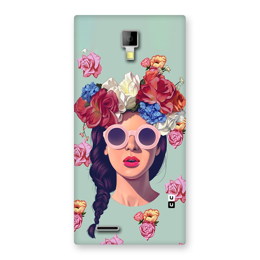 Pretty Girl Florals Illustration Art Back Case for Micromax Canvas Xpress A99