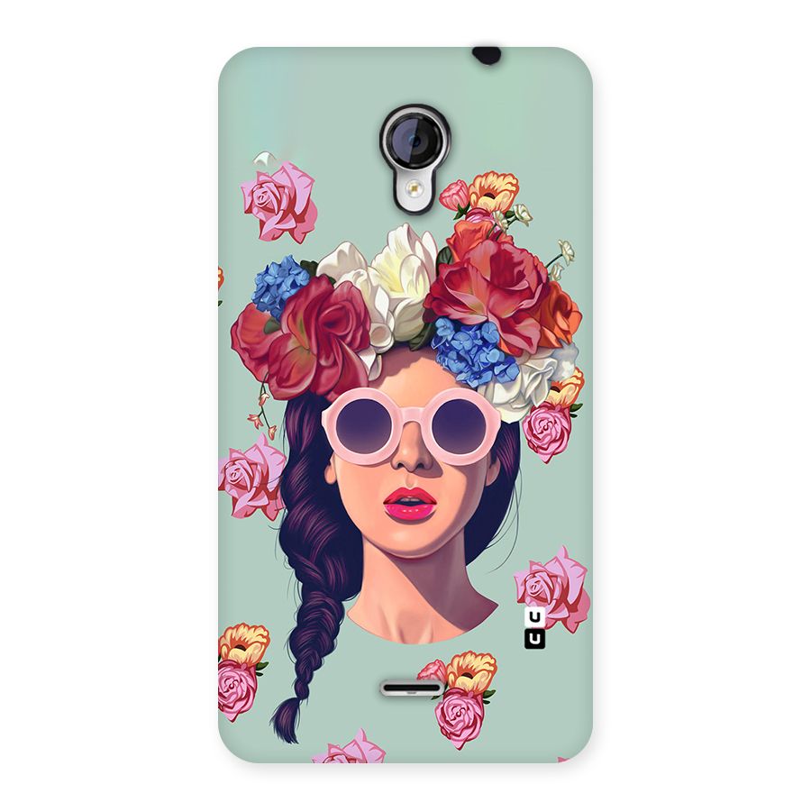 Pretty Girl Florals Illustration Art Back Case for Micromax Unite 2 A106
