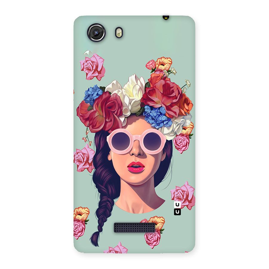 Pretty Girl Florals Illustration Art Back Case for Micromax Unite 3