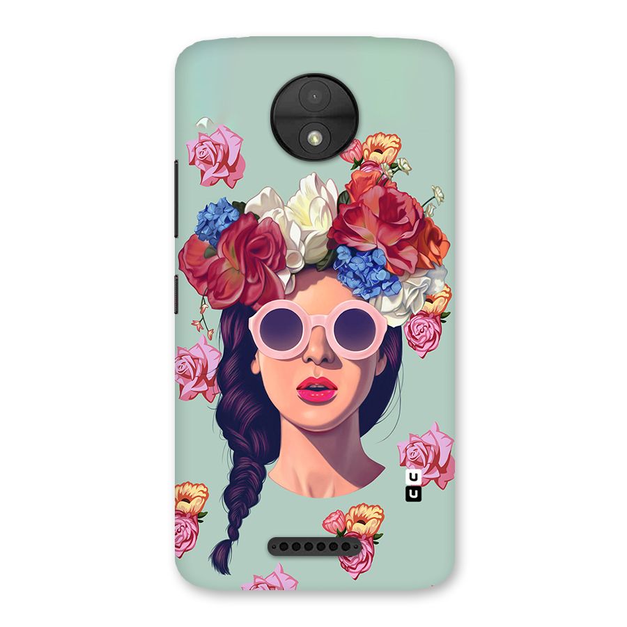 Pretty Girl Florals Illustration Art Back Case for Moto C