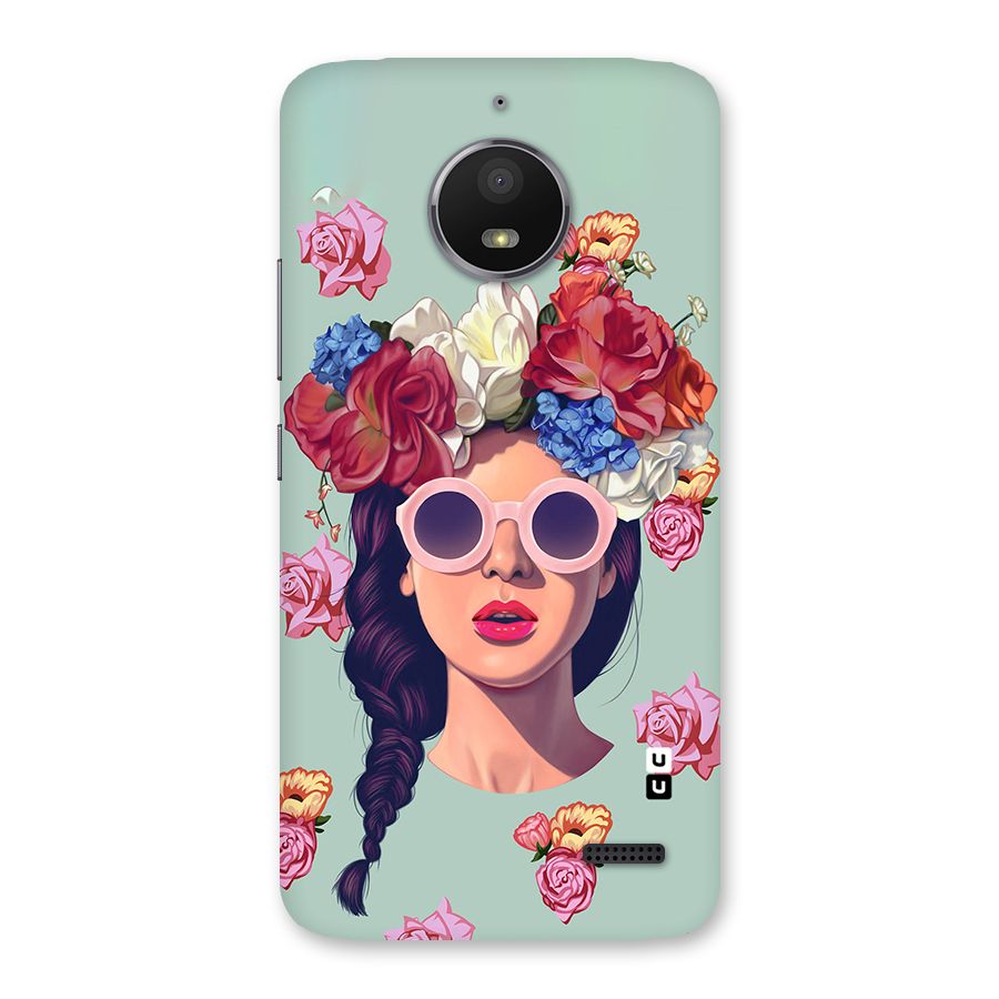 Pretty Girl Florals Illustration Art Back Case for Moto E4