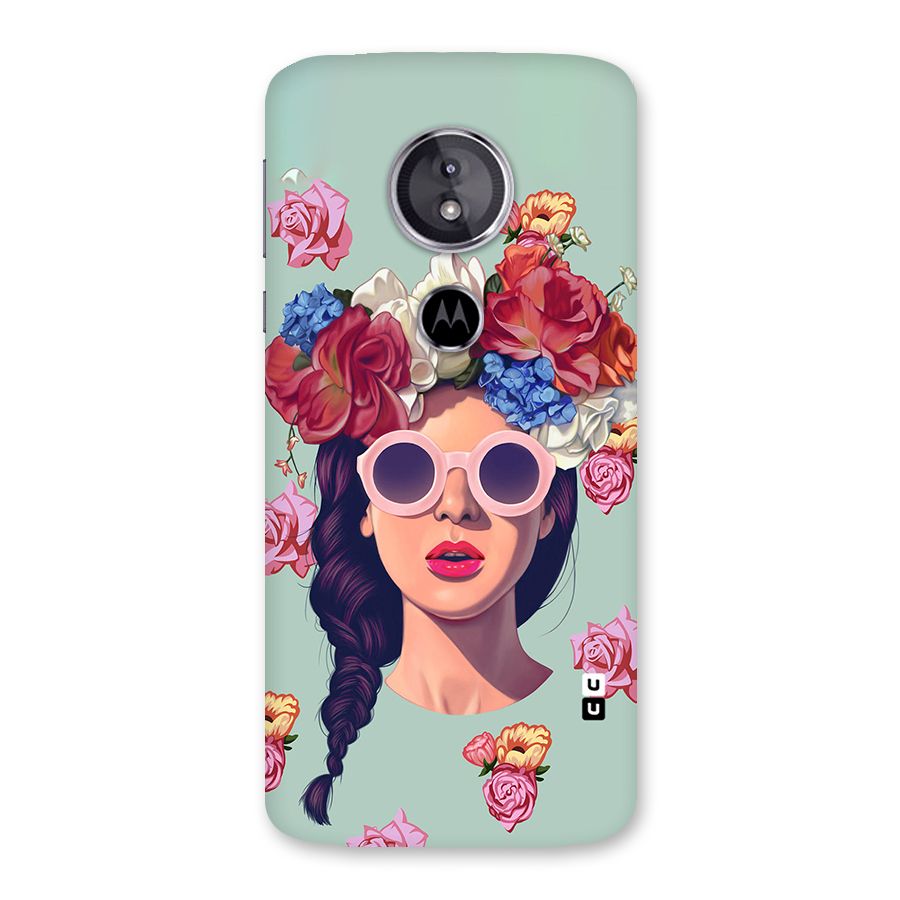 Pretty Girl Florals Illustration Art Back Case for Moto E5