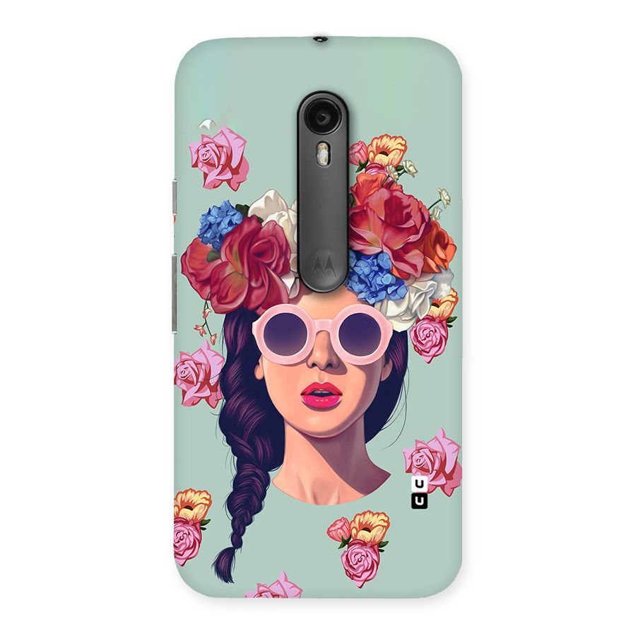 Pretty Girl Florals Illustration Art Back Case for Moto G3