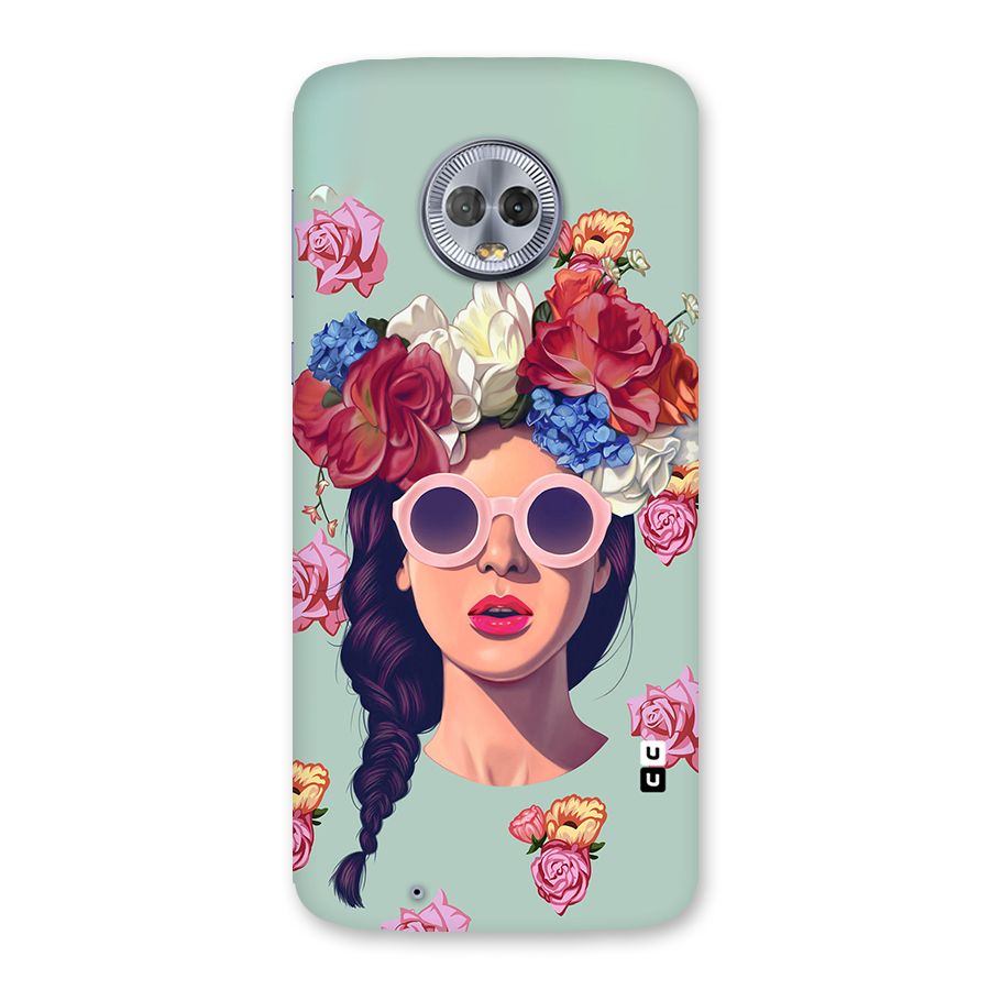 Pretty Girl Florals Illustration Art Back Case for Moto G6