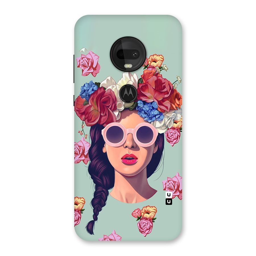 Pretty Girl Florals Illustration Art Back Case for Moto G7