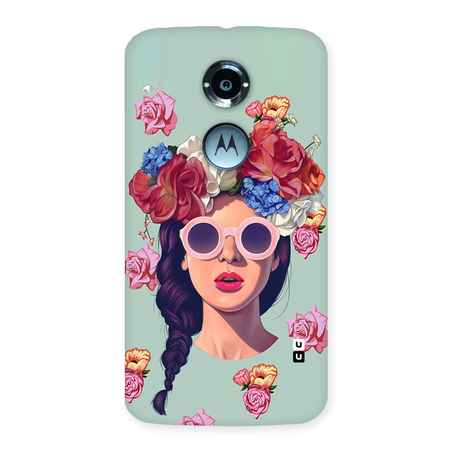 Pretty Girl Florals Illustration Art Back Case for Moto X 2nd Gen