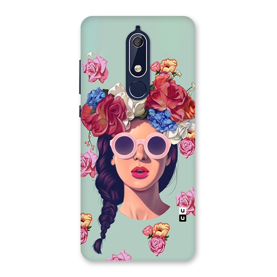 Pretty Girl Florals Illustration Art Back Case for Nokia 5.1