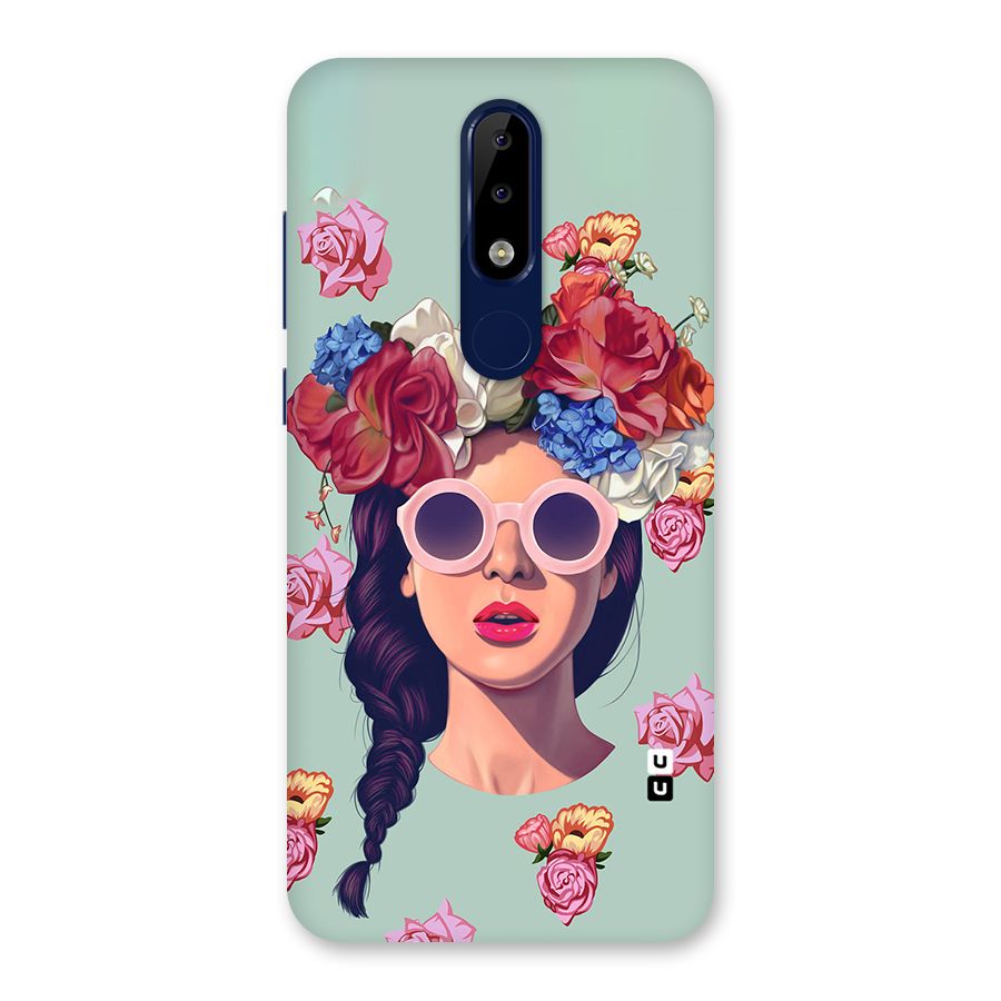 Pretty Girl Florals Illustration Art Back Case for Nokia 5.1 Plus