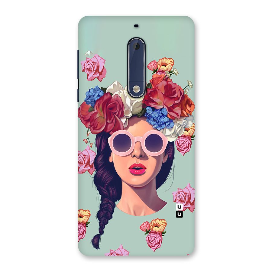 Pretty Girl Florals Illustration Art Back Case for Nokia 5