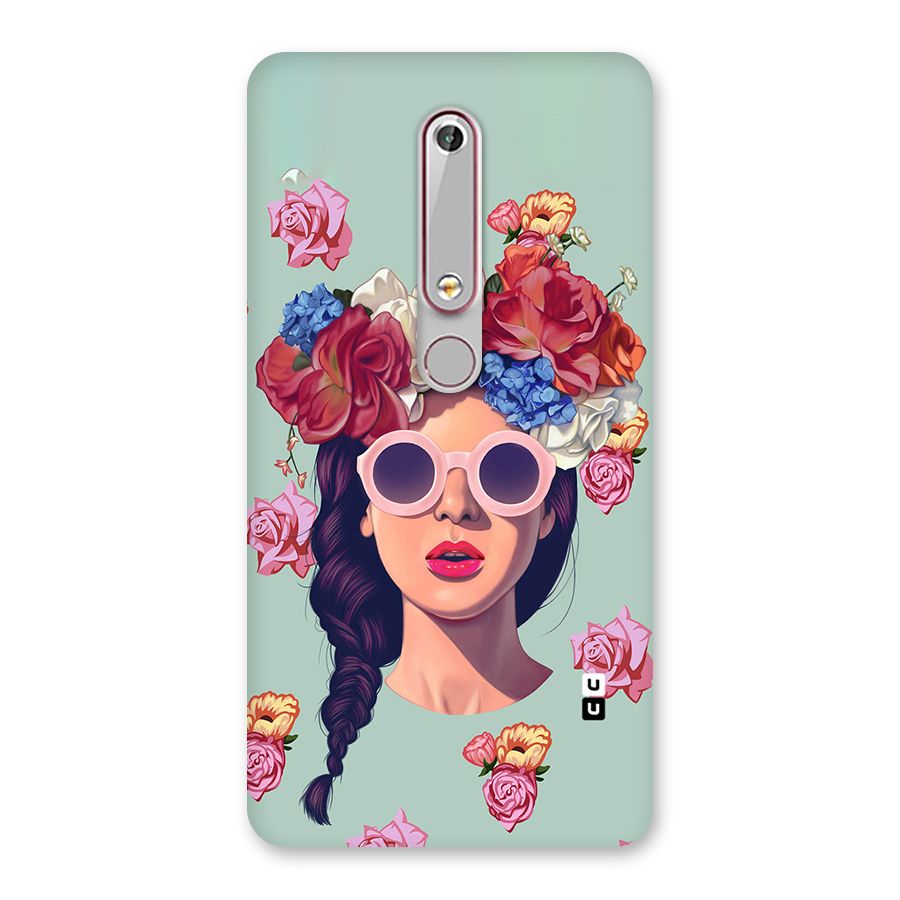 Pretty Girl Florals Illustration Art Back Case for Nokia 6.1