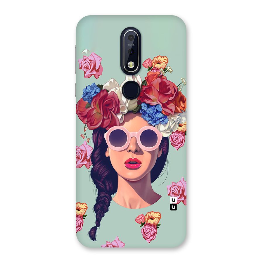 Pretty Girl Florals Illustration Art Back Case for Nokia 7.1