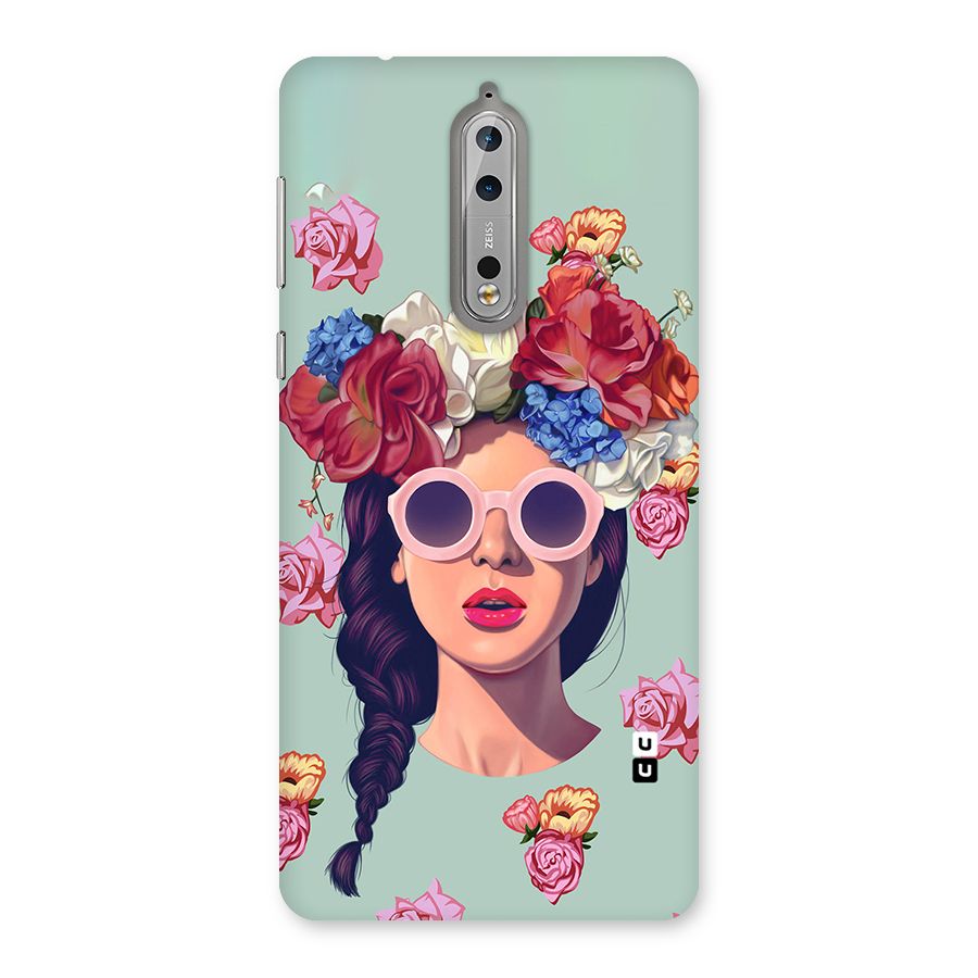 Pretty Girl Florals Illustration Art Back Case for Nokia 8