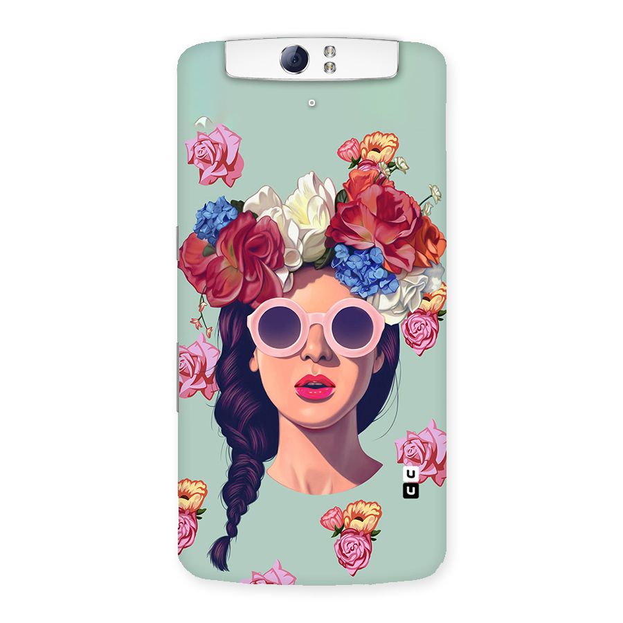 Pretty Girl Florals Illustration Art Back Case for Oppo N1