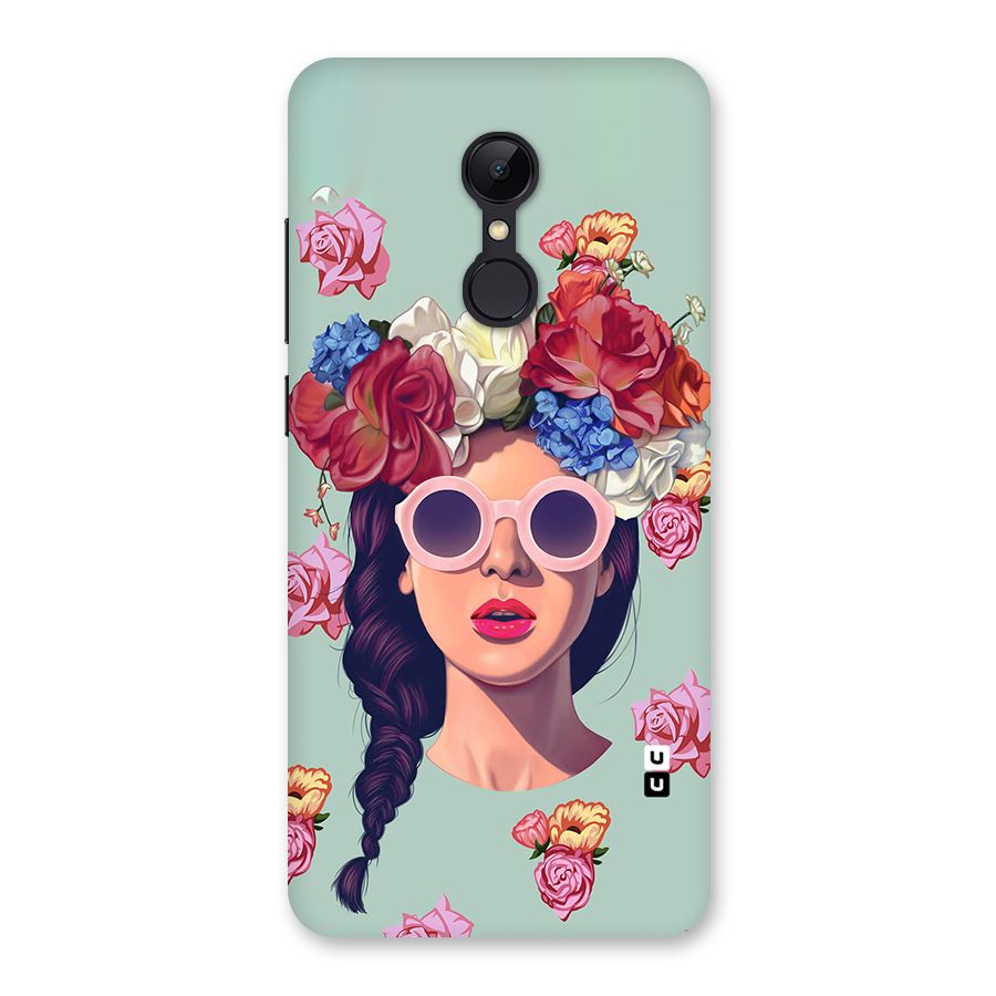 Pretty Girl Florals Illustration Art Back Case for Redmi 5